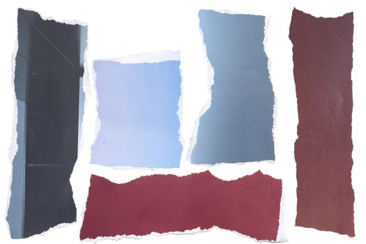colored ripped pieces of paper collection on white background