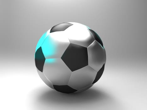 a soccer ball on a grey background