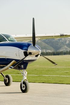 propeller plane on airstrip