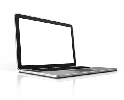 3D blank laptop computer isolated on white with clipping path