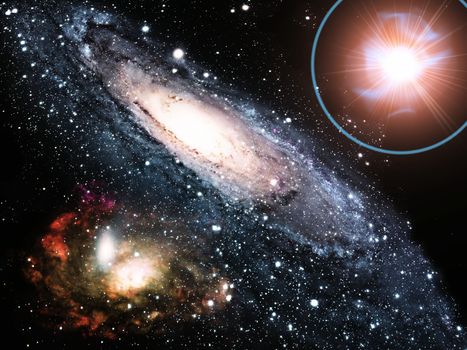 a  galaxy and a super nova