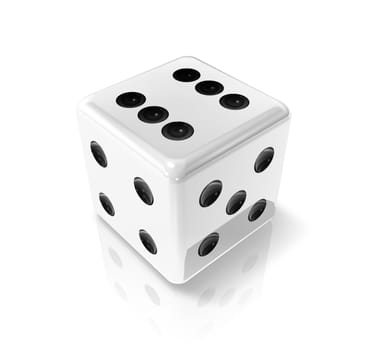 3D white win dice isolated on white