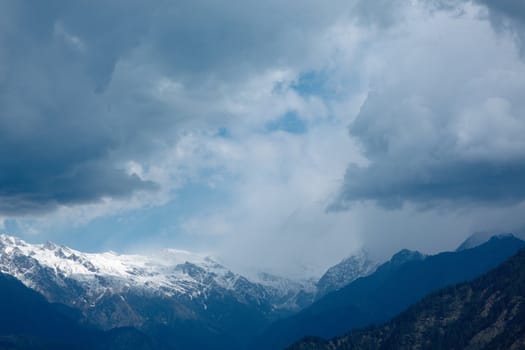 Clouds above Himalayam mountains. Himachal Pradesh, India