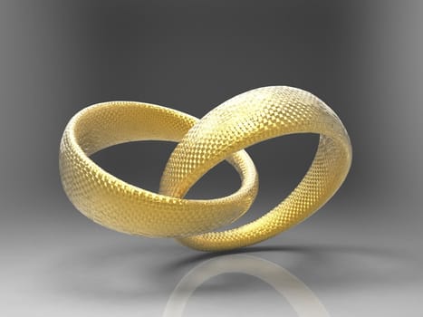 the  gold rings on a gray background