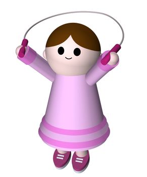 Illustration of a girl playing with a skipping rope