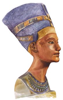 Painting portrait illustration of ancient queen nefertiti