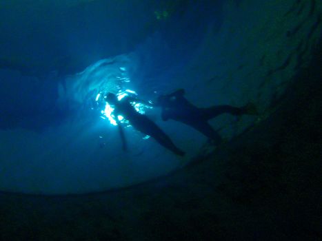 Underwater scene, training of freedivers