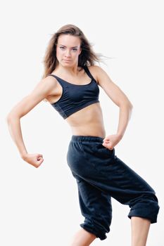 Young woman to training of athletic exercise