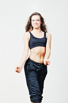 Attractive young woman to training of fitness exercise