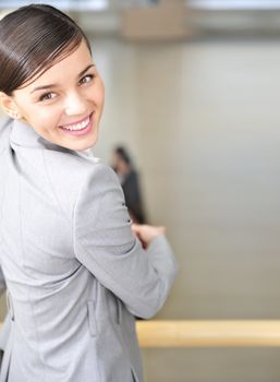 Happy business woman smiling 