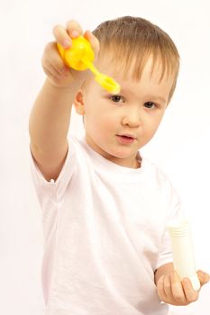 portrait of a little boy isolated on white