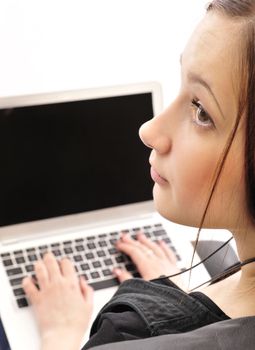 young woman working with  laptop 