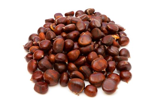 photo of chestnut, close-up, on white background