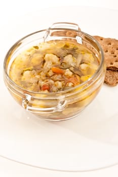 food series: fresh summer vegetable soup with crusty bread