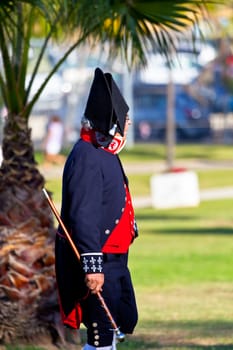 SAN FERNANDO, SPAIN - SEP 24: Actor taking part in the historical military reenacting of the oath of the Spanish constitution of 1812 on Sep 24, 2011 in San Fernando, Spain