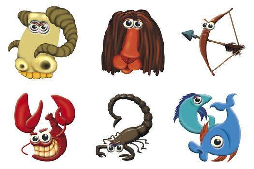 illustration of fire and water zodiac signs