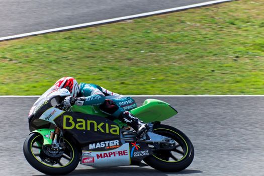 JEREZ DE LA FRONTERA, SPAIN - MAR 5: Moto2 motorcyclist Nico Terol races in the MotoGP Official Trainnig on Mar 5, 2011 in Jerez de la Frontera, Spain