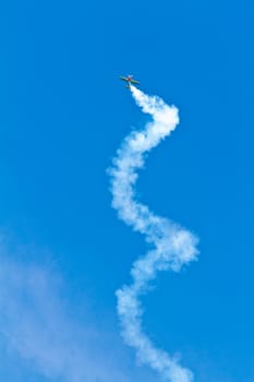 CADIZ, SPAIN-SEP 11: Aircraft Extra 300S of Melissa Pemberton taking part in an exhibition on the 4th airshow of Cadiz on Sep 11, 2011, in Cadiz, Spain