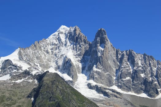 Beautiful snow upon the Alps mountain near Chamonix, France