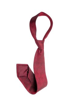 Closeup view of red single tie isolated over white