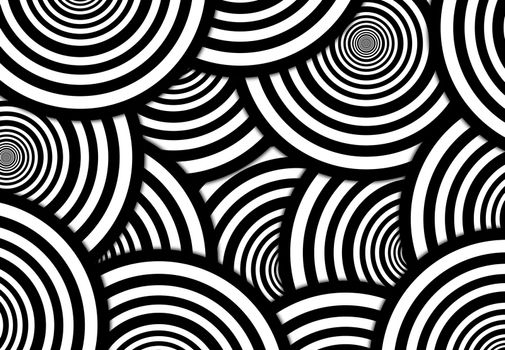 Abstract background made of large black and white rings