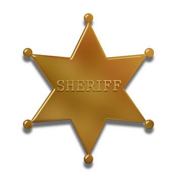 Illustration of a golden sheriff badge isolated on a white background