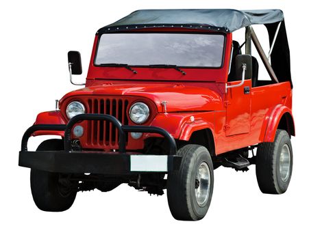Red road vehicle isolated on a white background