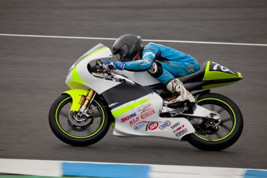 JEREZ DE LA FRONTERA, SPAIN - NOV 20: 125cc motorcyclist Matthew V. Davies races in the CEV championship on Nov 20, 2010, in Jerez de la Frontera, Spain