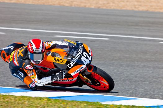 JEREZ DE LA FRONTERA, SPAIN - APR 17: 125cc motorcyclist Alex Rins takes a curve in the CEV Championship race on April 17, 2011 in Jerez de la Frontera, Spain.