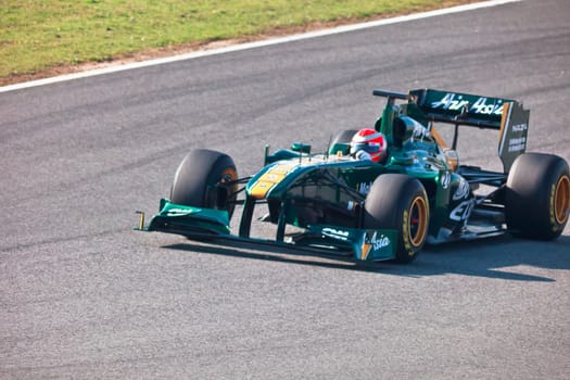 JEREZ DE LA FRONTERA, SPAIN - FEB 10: Jarno Trulli of Team Lotus F1 races on training session on February 10 , 2011, in Jerez de la Frontera , Spain