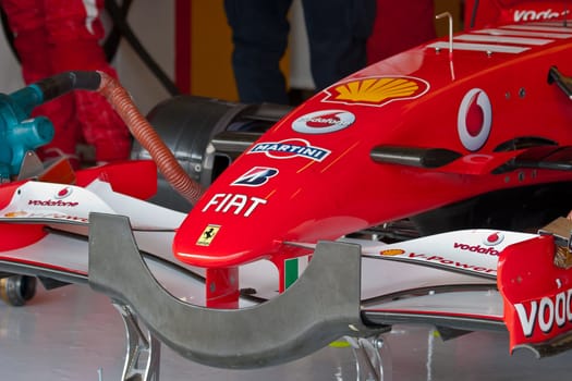 JEREZ DE LA FRONTERA, SPAIN - OCT 10: Front wings of Ferrari F1 waiting on pits on training session on October 10, 2006 in Jerez de la Frontera , Spain