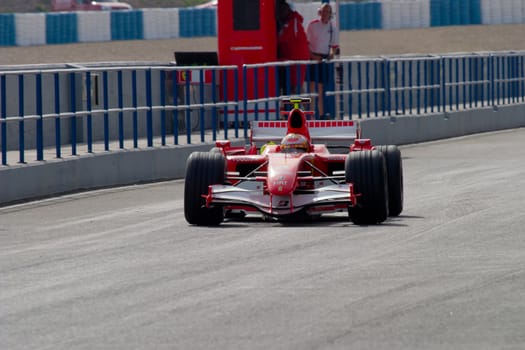 JEREZ DE LA FRONTERA, SPAIN -  OCT 10: Luca Badoer of Scuderia Ferrari F1 leaving the pits on a training session on October 10 , 2006  in Jerez de la Frontera , Spain