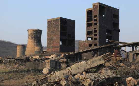 Ruins of a very heavily polluted industrial site at Copsa Mica, Romania. In 1990's the place was known as one of the most polluted towns in Europe.
