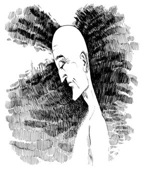 drawing sketch illustration of man in meditation