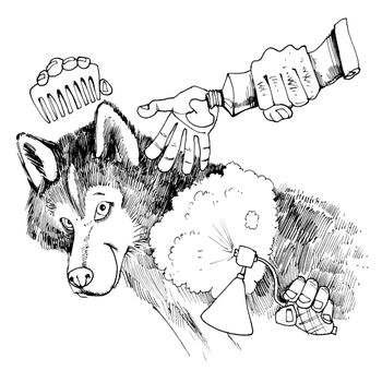 dog before the exhibition drawing illustration