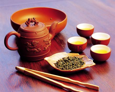 Chinese tea, tea, tea sets display