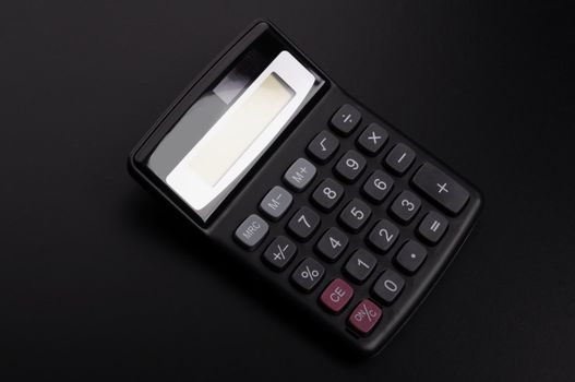 calculator with blank and empty copyspace display