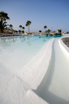 Nice inviting pool with clear blue sky.