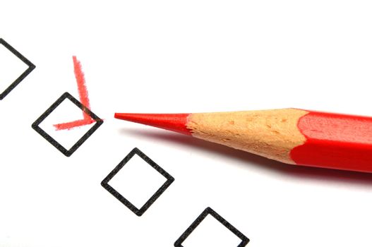 customer service survey with red pencil and checkbox showing satisfaction concept