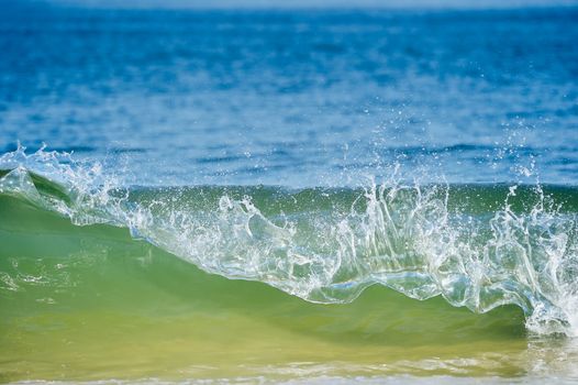 Green wave of the Ocean. Aquatic splashes