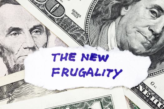 closeup of  the new frugality - metaphor for the poor performance of the us dollar.
