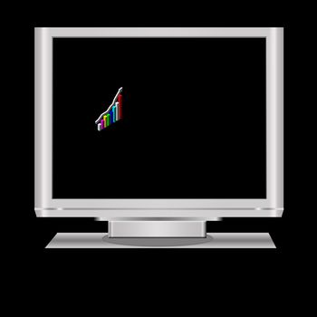 an isolated  lcd television illustration digital high resolution with bar graph.