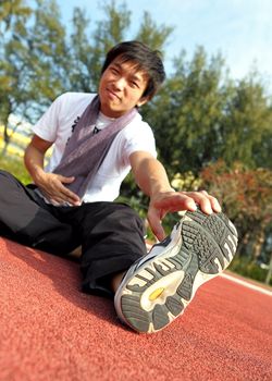 man doing stretching exercise