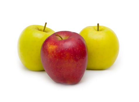 Three apples on a white background