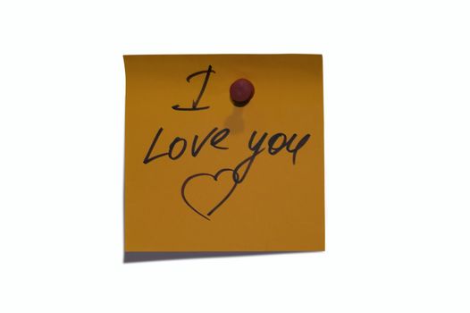 Sticky post it note with "I Love You" wording