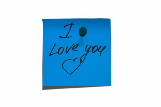 Sticky post it note with " I Love You" wording
