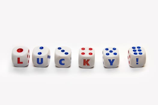 Dices with inscription - "LUCKY!"