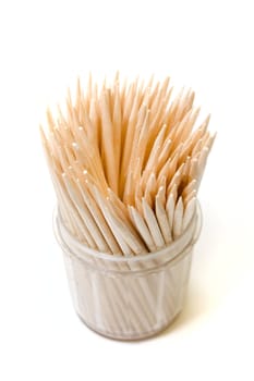 Many toothpicks on white backround