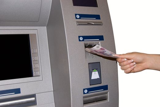 TM Access - woman withdraw money at cashpoints