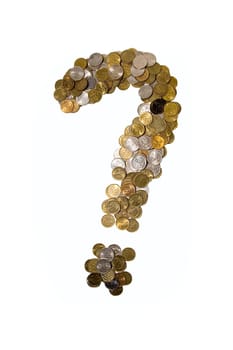 Coins as "question mark" on white